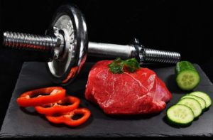 meat-dumbbell-cucumber-pepper-food