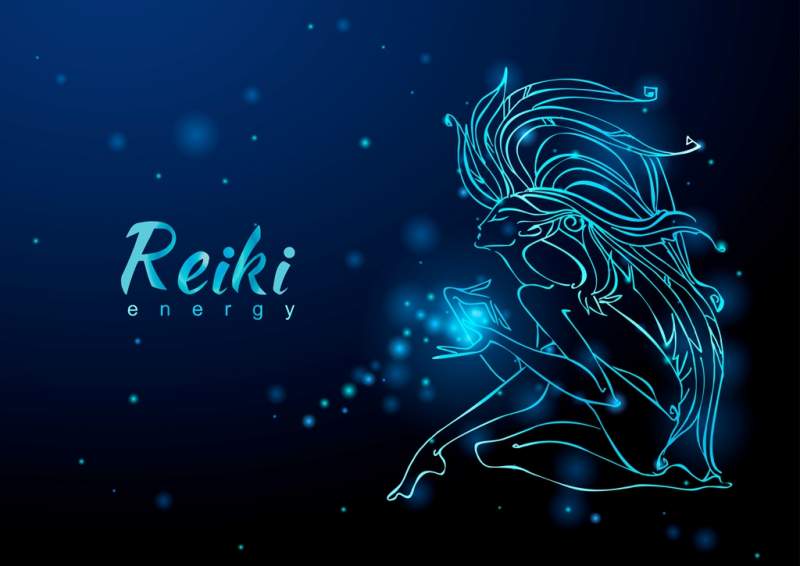 reiki energy. the girl with the flow of energy. meditation