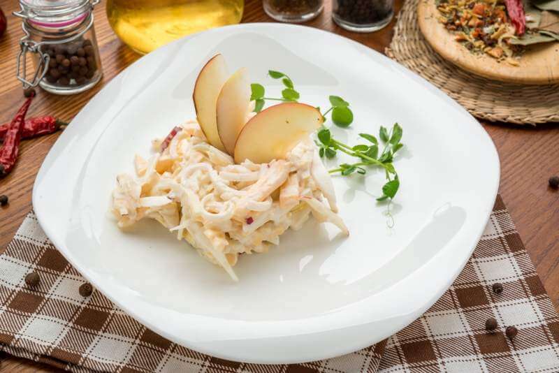 Cheese salad with egg and ham