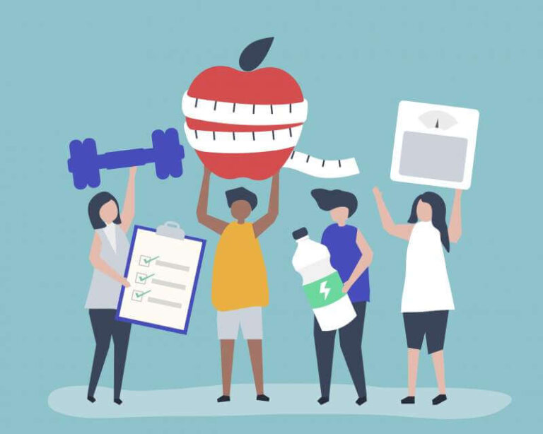 People eating healthy and exercising regularly